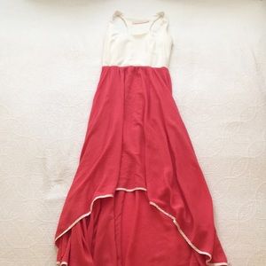 Coral high/low maxi dress from Anthropologie